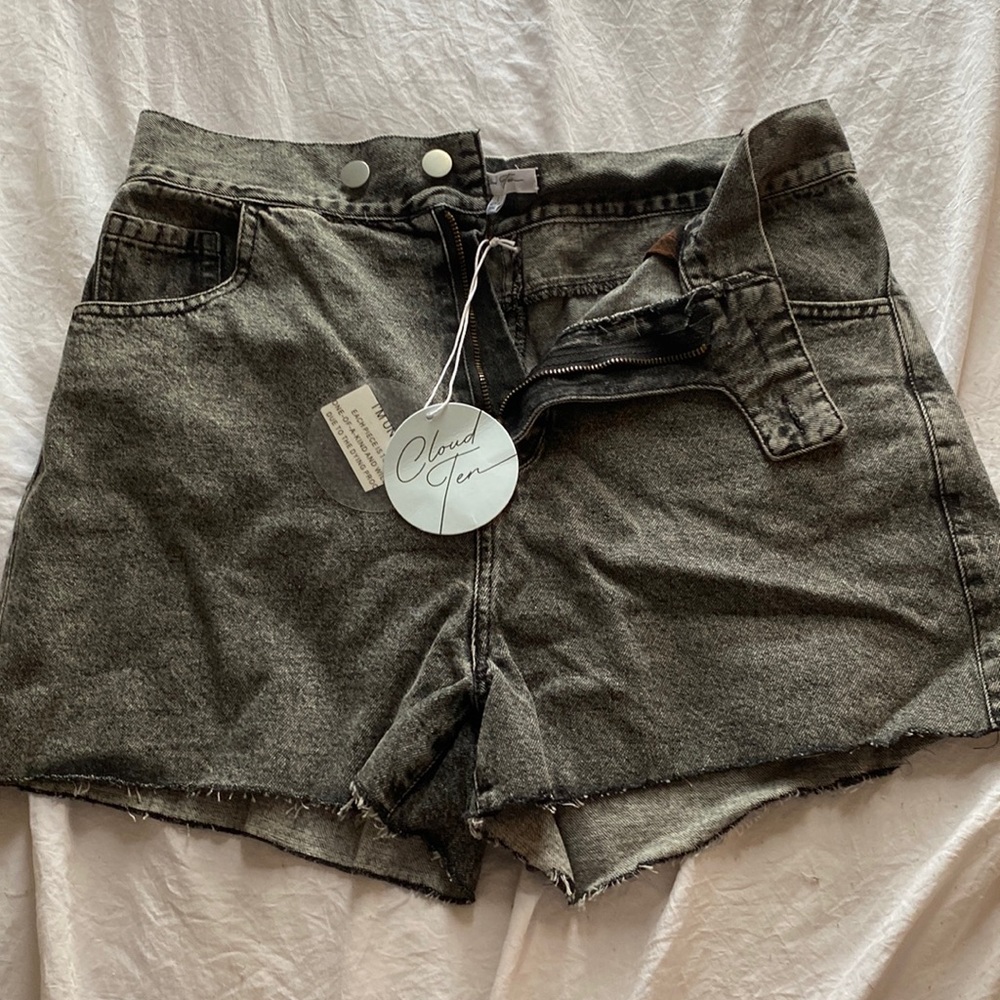 Black washed jean shorts
